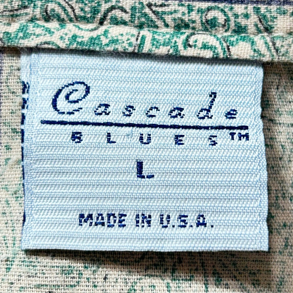 Cascade Blues Women's Size L Floral Striped Button Up Shirt Made in USA - Picture 7 of 8